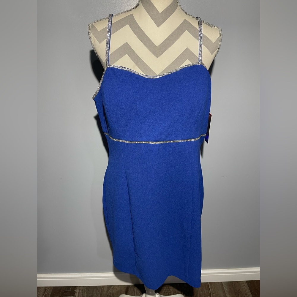 BCX Royal Blue Mini Dress with Silver Accents